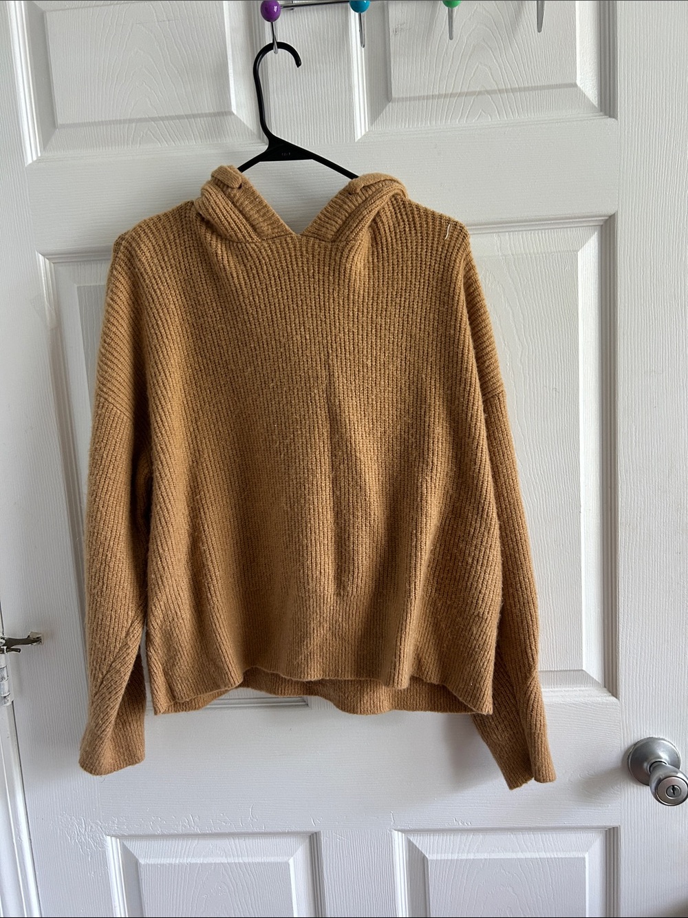 Lucky Brand Camel Knit Hooded Sweater